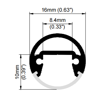 Round16-2---Round led aluminum profile ideal for 8mm LED Strips on table or wall mount