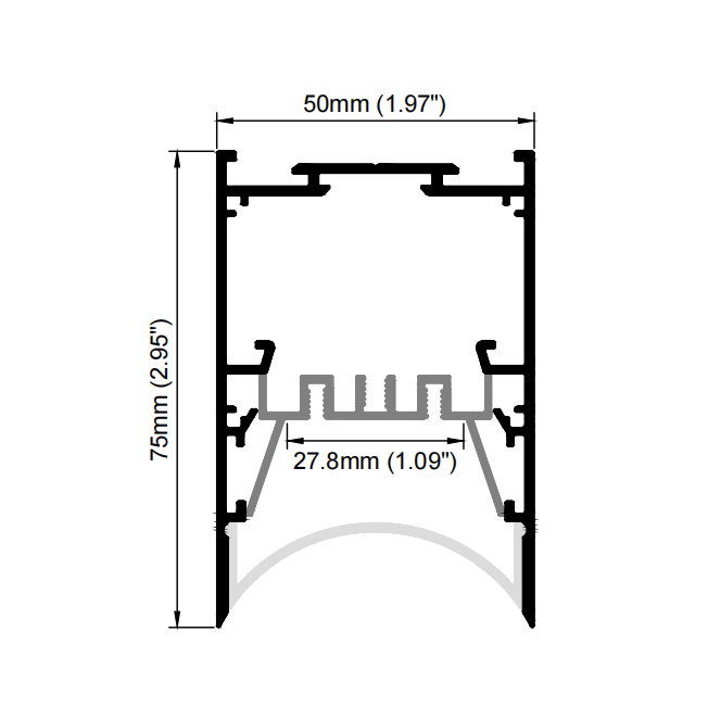 ES5075-C1---Unique LED Aluminum Profiles: Low Glare, Incurved Diffuser, Light - proof Screw - less E