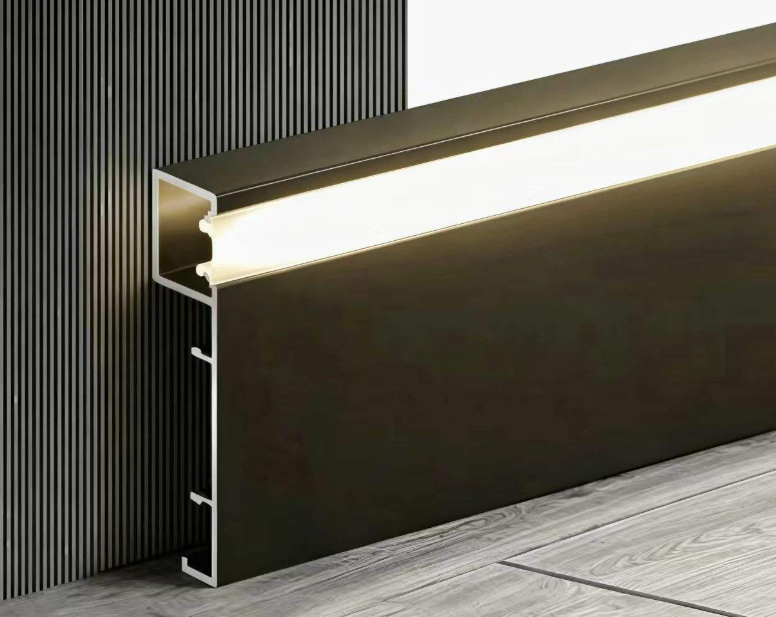 LED Aluminum Baseboard Trim Light Channel Recessed Wall Skirting Board Profile for Apartment Hotels 